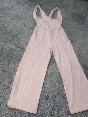 Express Blush Pink Wide-Leg Jumpsuit with Crossed Back Straps